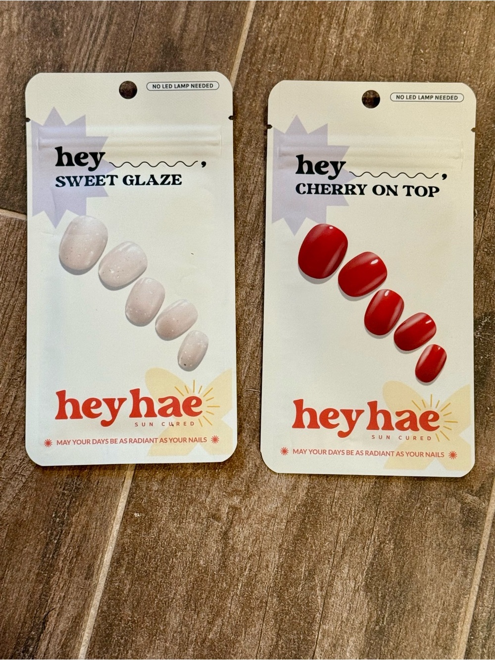 hey hae Gel Nail Strips Duo — NWT — Sweet Glaze (Cream) & Cherry On Top (Red)